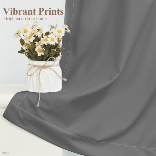 Renaiss 26 x 63 Inch Gray Blackout Curtains for Bedroom Linen Textured
