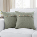 Meekio Set of 2 Dark Sage Square Pillow Covers 18 x 18 Farmhouse