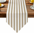Beige Striped Table Runner Linen Burlap Table Runner 72 Inches Long