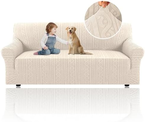 H.VERSAILTEX Jacquard Couch Covers for 3 Cushion Couch 1 Piece Stretch