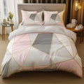 Abstract Duvet Cover - Modern Geometric Line Bedding Set Gray Soft