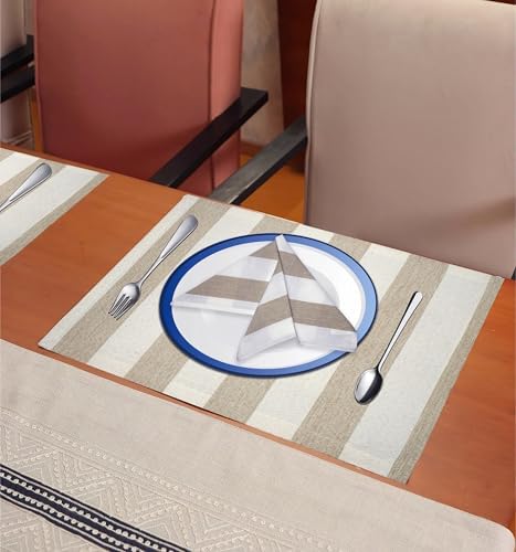 Cloths Big Stripe Placemats for Dining Table Set of 4, Heat Resistant
