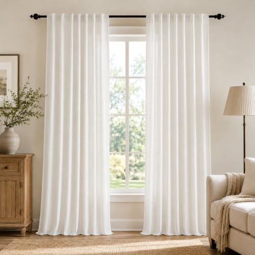 Deconovo Light Filtering Sheer Curtains 108 Inches Long for Living