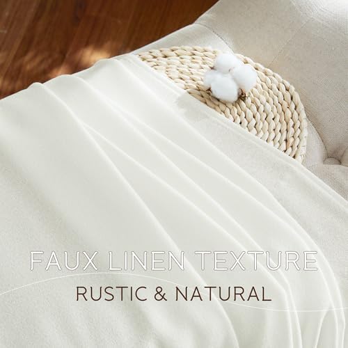 NICETOWN Sheer Ivory Curtains 96 inches Long, Rod Pocket & Back Tab