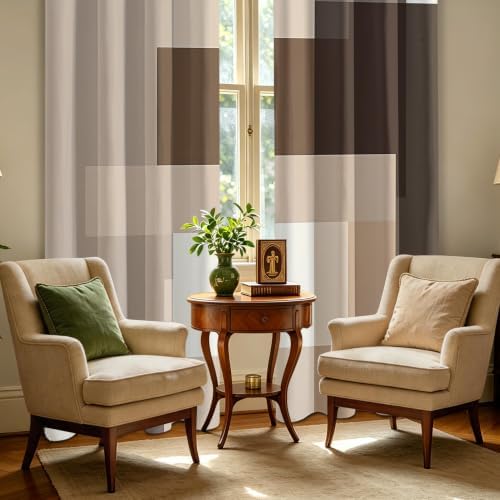 Brown Taupe Blackout Drapes for Bedroom 84 Inch Long