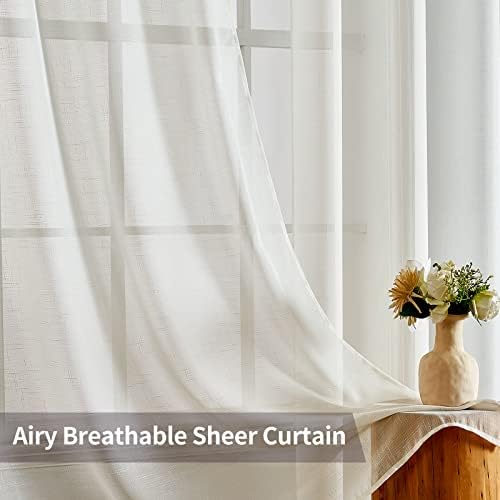 MIULEE 2 Panels Natural Linen Semi Sheer Window Curtains - Elegant