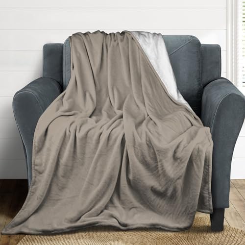 Plush Throw Blanket, Simple Stylish Chic Taupe Brown Throws for Couch