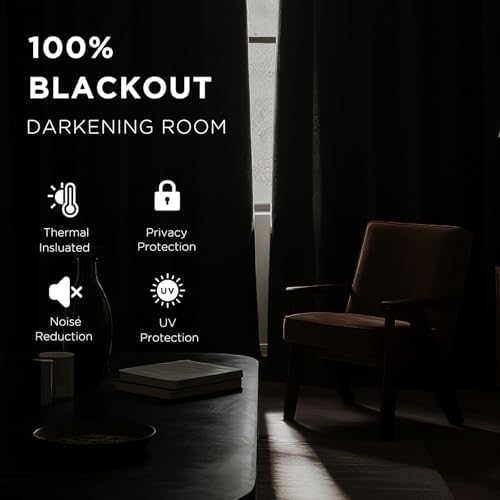 CUCRAF Blackout Curtains 84 Inches Length 2 Panels Set, Dark Grey Rod