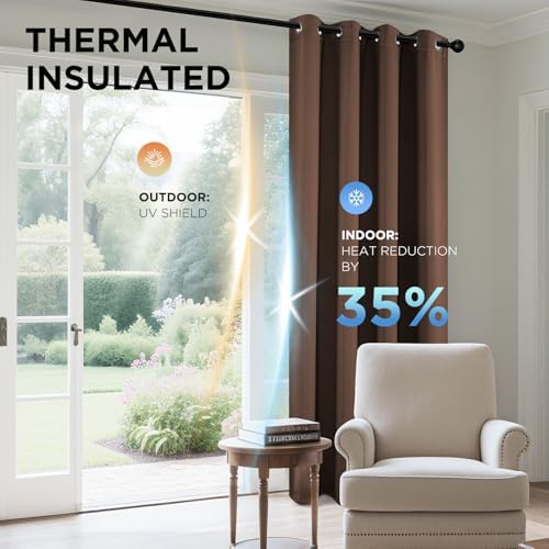 Joydeco Blackout Curtains 72 Inch Length 2 Panels Set, Thermal