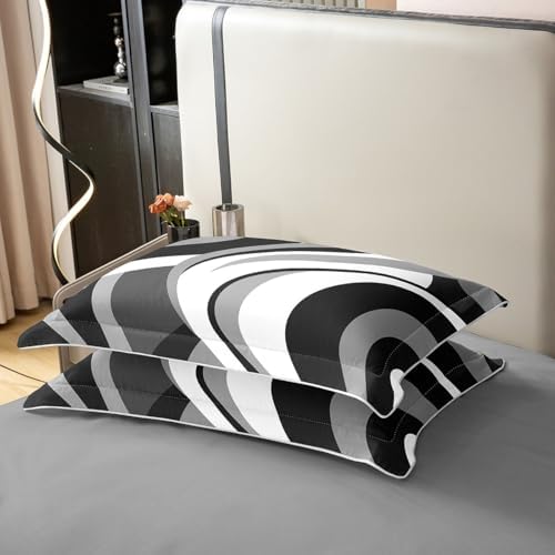 Gray Black White Swirls Cotton Duvet Cover Queen Modern Geometric
