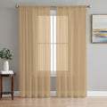 Beige Sheer Curtains 108 Inch Long 2 Panels Solid Color Beige