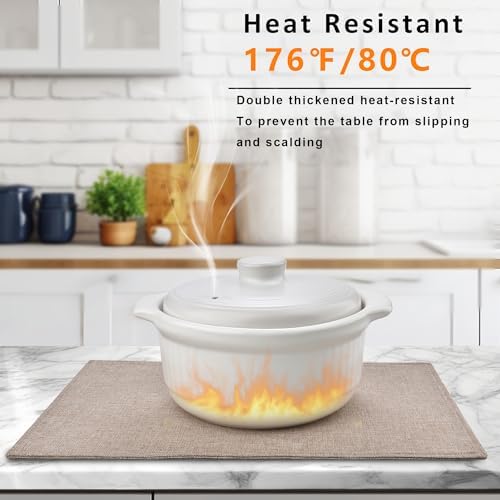 SLKQG Faux Linen Placemats Set of 8, Heat Resistant Washable Double