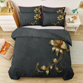 Dark Gray Duvet Cover King Size, Luxury Vines Leaves Florals Soft