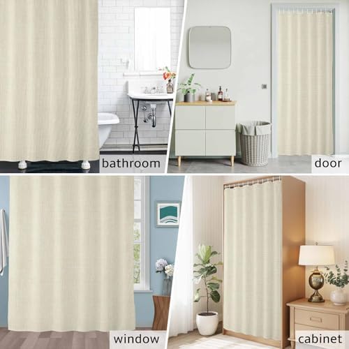 Cotton Linen Texture Shower Curtain 84 inches Extra Long Contemporary