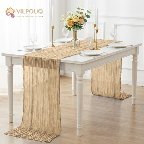 15Pack Beige Table Runner 17x108inch Cheesecloth Table Runner