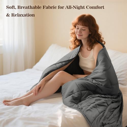 LiyLou Weighted Blanket for Adults (15 lbs, 48" × 72", Grey) Twin Full