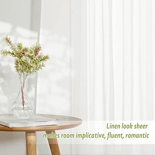 PONY DANCE Natural Linen Curtains, 52 Wide x 108 Long, Ivory, Set of 2