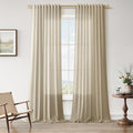 Nanspring Linen Curtains 96 Inch Long for Bedroom Hook Belt Taupe