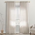 PANELSBURG Farmhouse Beige Sheer Curtains for Living Room 2 Panels