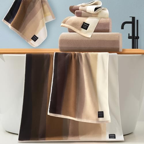 VOOVA & MOVAS 12PCS Brown Towels Set for Bathroom, 2 Bath 28"x55", 6