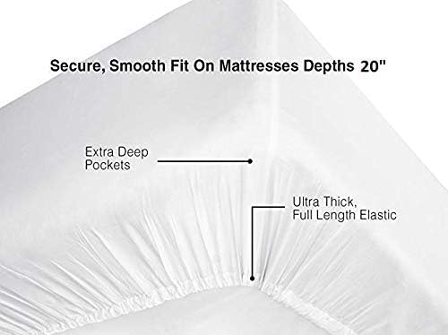 600 Thread Count Fits Mattress Upto 20 inch Deep Pocket 1 Piece