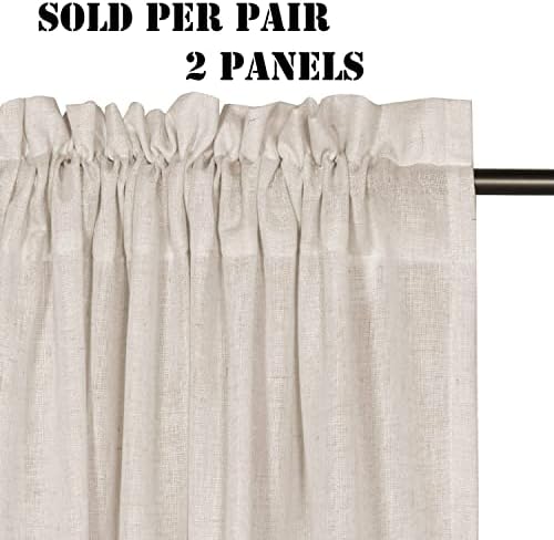 H.VERSAILTEX Angora Flax Linen Curtains 84 Inch Length for Bedroom 2