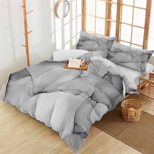 Duvet Cover Set Queen, Modern Natural Marble Gradient Art 3 Piece