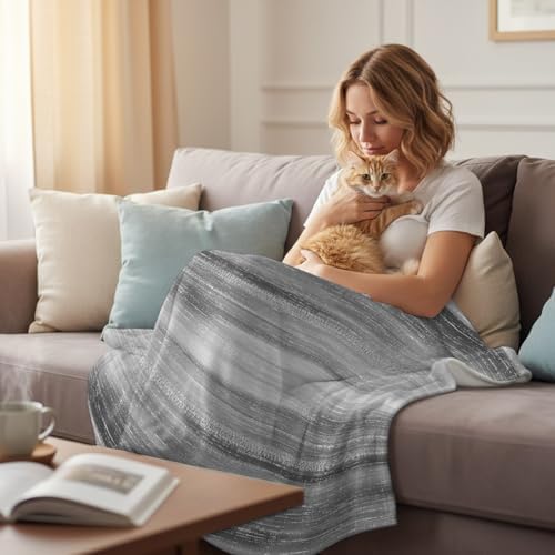 Gray Gradient Fleece Throw Blanket Minimalist Industrial Modern Summer