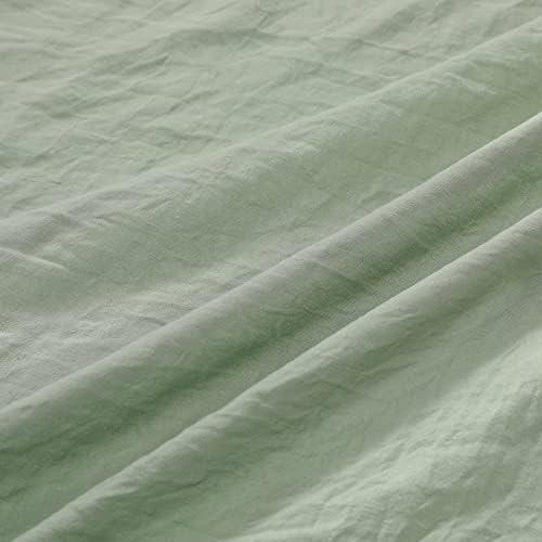 CAROMIO Ruffle Duvet Cover Queen Size, 3PCS Soft Washed Microfiber