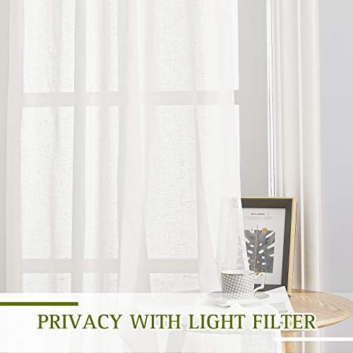 NICETOWN Linen Curtains Semi Sheer Flax Texture, Eyelet Top Bedroom