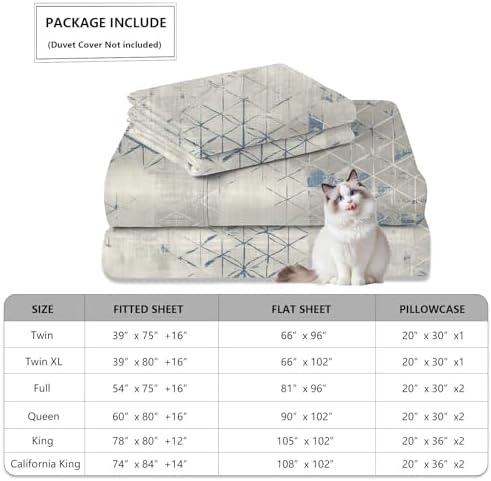 Distressed Modern Bed Sheets, Abstract Geometric Twin XL Sheets