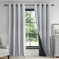FMFUNCTEX 100% Blackout Light Grey Curtains 63 Inches for Bedroom, 2