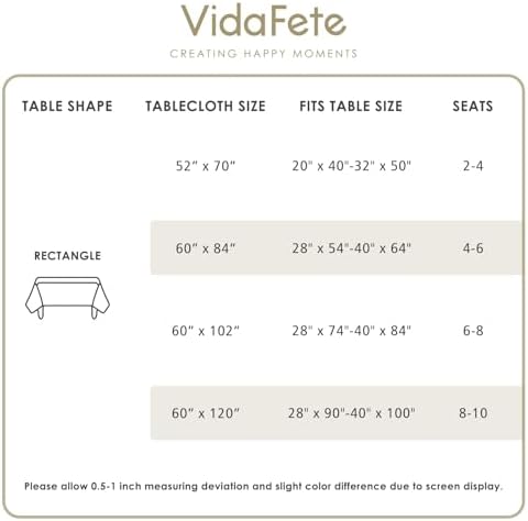 VidaFete Luxe Series 150GSM 52x70 Faux Linen Rectangle Tablecloth