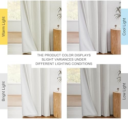 NICETOWN Ivory Blackout Curtains for Classroom 52" Wide x 95" Long 2