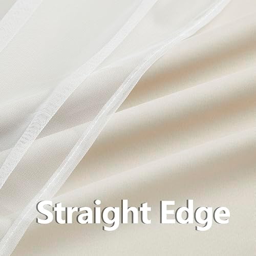 Bujasso Beige 80% Blackout Curtains with Sheer Overlay Mix and Match