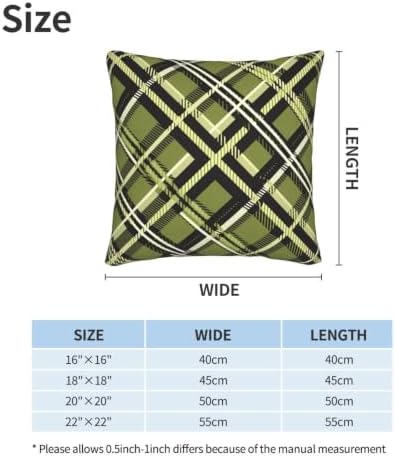 Black Green Plaid Throw Pillow Covers Set of 2 22x22