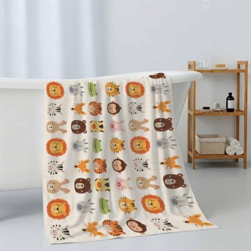 Bath Towels Set of 3 Animal Zoo Bath Towel Hand Towel Washcloth Soft