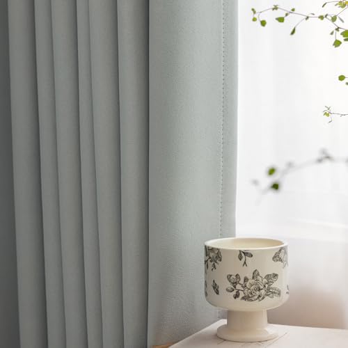 ENJOYBRIDAL Light Grey 63 Inch Curtains for Bedroom Semi Blackout