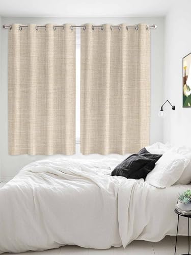 Cream Farmhouse Window Curtains 84 Inch Length, Vintage Country