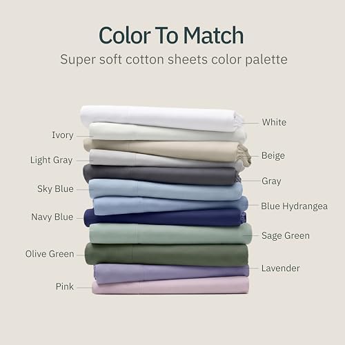 Soft 100% Cotton Full Size Bed Sheets, 4 Pc Set, Beige