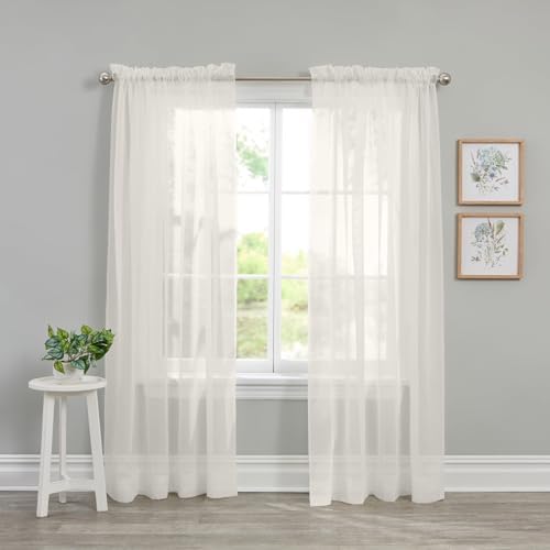 BrylaneHome Bh Studio Sheer Voile Rod-Pocket Panels, Set of 2