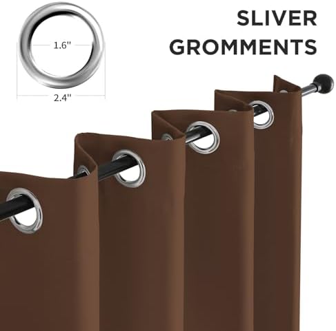 CUCRAF Brown Blackout Curtains 72 inch Length, Thermal Insulated Room