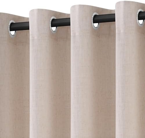 Nanspring Linen Curtains 84 Inches Long for Living Room Grommet