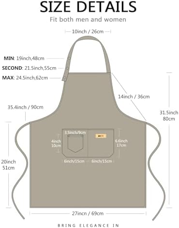 Hongsome Adjustable Button Apron for Women Men Artist Painting Pottery