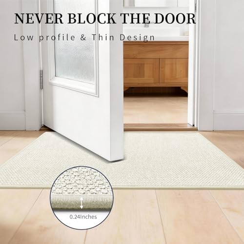 YIHOUSE Beige Bathroom Rugs Sets 4 Piece, Quick Dry Thin Bath Mat with