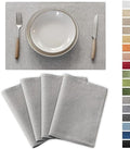 Demetex Placemats Set of 4 Grey Heat Resistant Linen Place Mats for