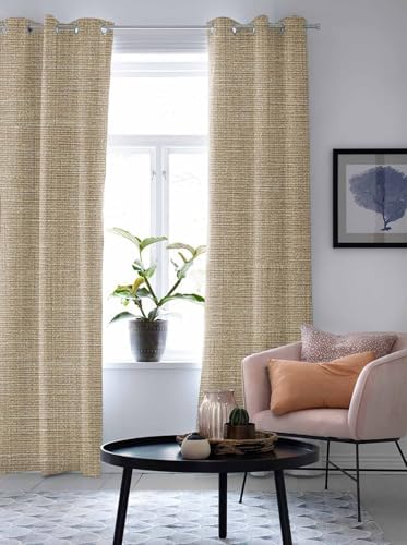 Brown Farmhouse Window Curtains with Grommets Kitchen Drapes, Vintage