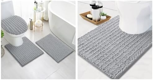 Arotive Chenille Bath Rugs Bundle - 4 Pcs Set: 2 Shaggy Soft Chenille