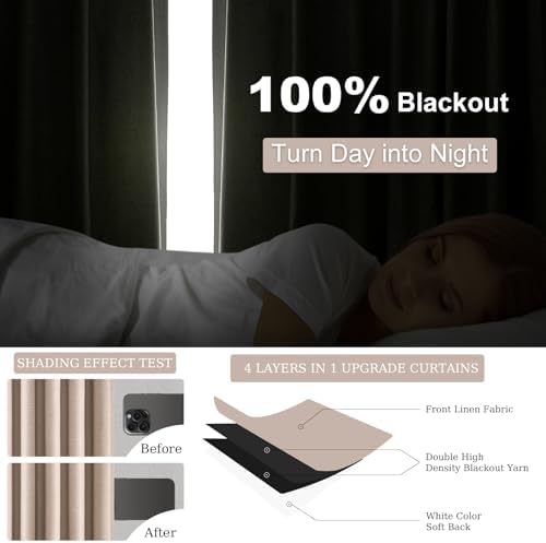 Natural Beige 95 inch bedroom living room curtains 2 Panels 100%