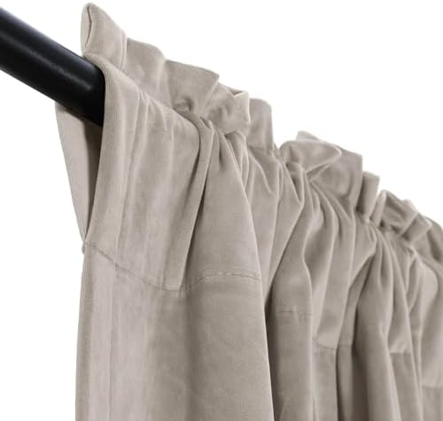 Drapifytex Extra Long 120 Inches Back Tab Gray Beige by 52 Inches Wide